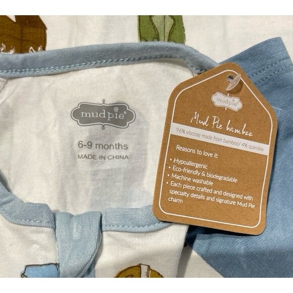 Mud Pie Blue Cowboy Boot Baby Sleeper Size 6-9 Month New With Tags - Picture 4 of 6